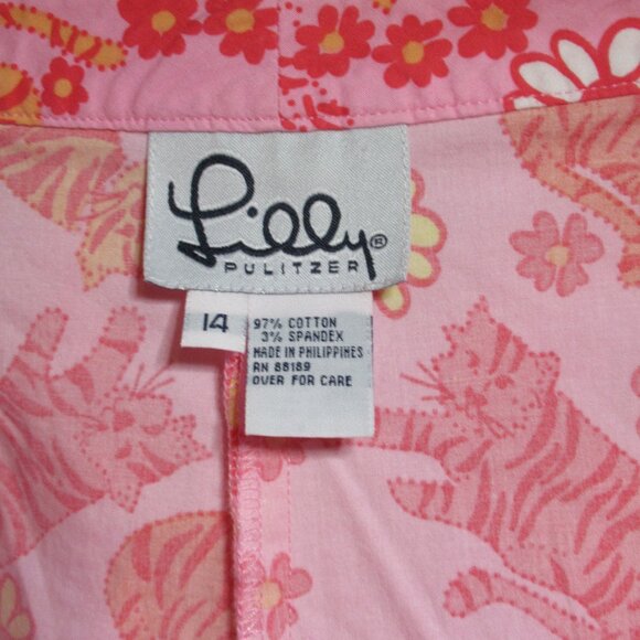 Vintage 90s Lily Pulitzer Tango Tiger Floral Capris Size 6 - Picture 4 of 5